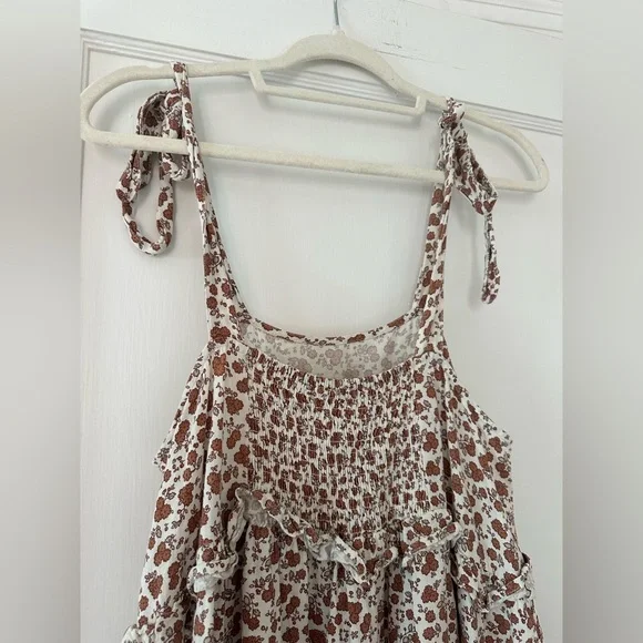 Rylee + Cru Brown & Cream Floral Smocked Sundress Sz M - Picture 6 of 8